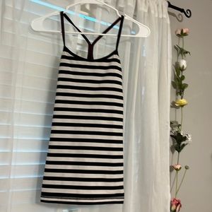 Lululemon Power Y Striped Tank Top Black White Size 4